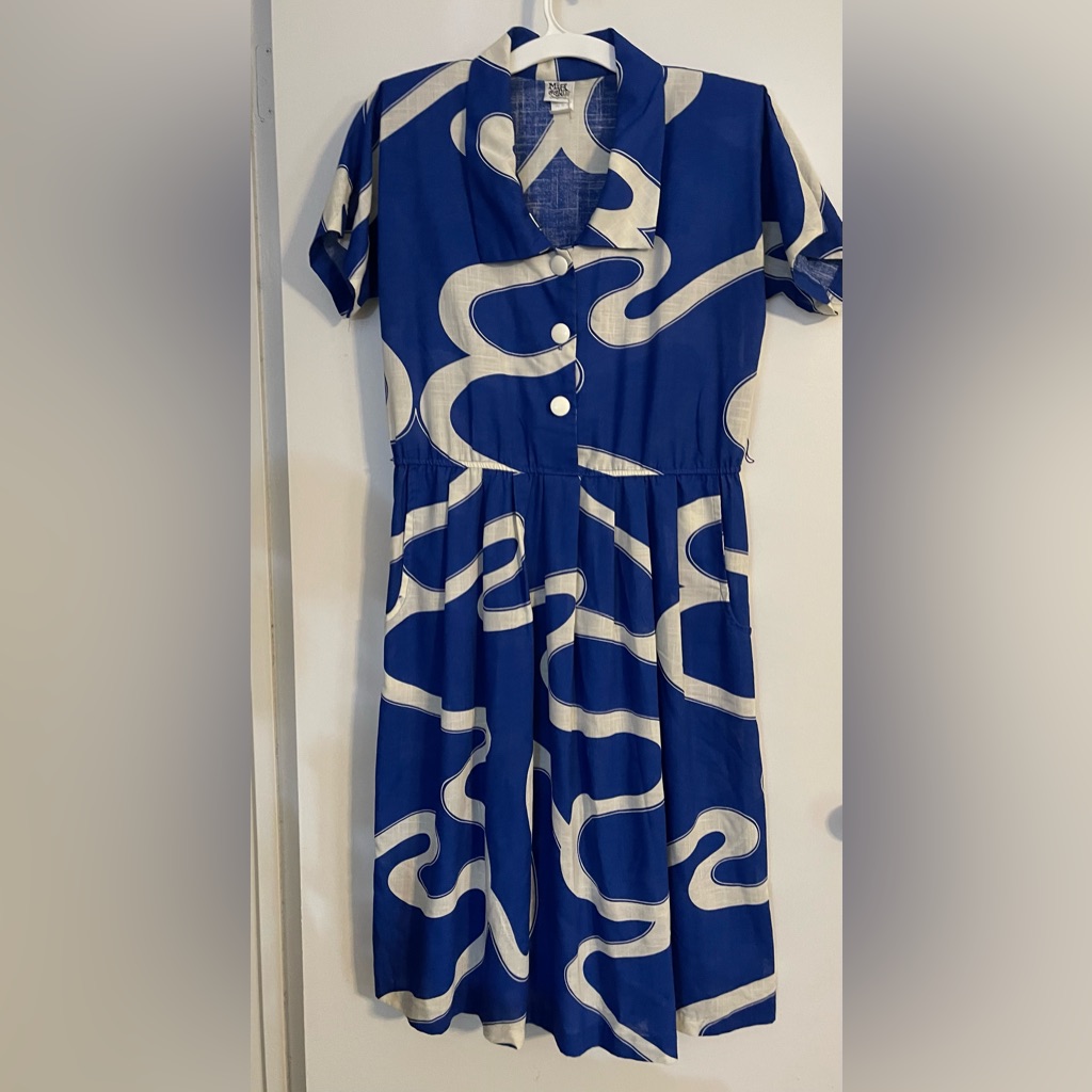 Vintage Miss Oops California Blue  White Shirt Dress Xl Size 16
